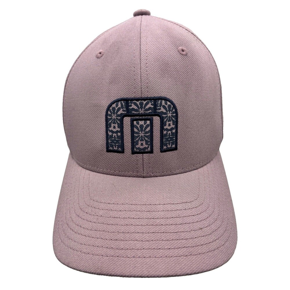 TravisMathew Flexfit 110 Golf Hat Mauve Purple Floral Pattern M Logo Snapback